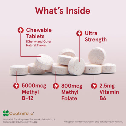 Side view of Jarrow Formulas B12 5000 micrograms showing dietary supplement facts and active ingredients list