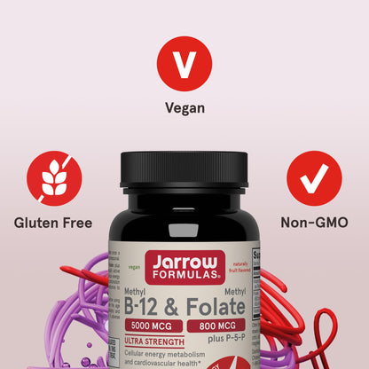 Authentic USA imported Jarrow Formulas Ultra Strength B12 packaging highlighting the non GMO and gluten free labels