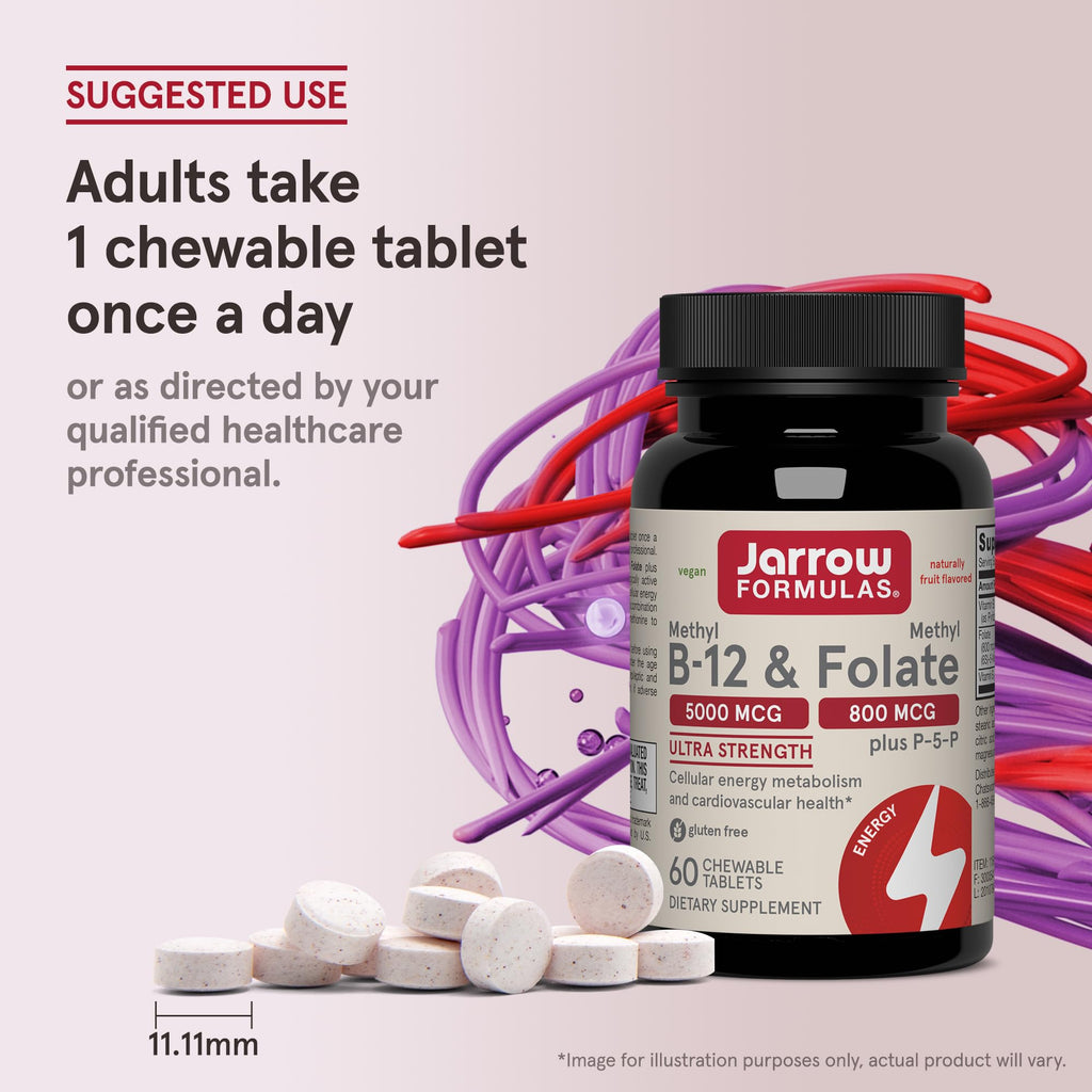 Back label view of Jarrow Formulas active coenzyme B complex tablets showing usage instructions