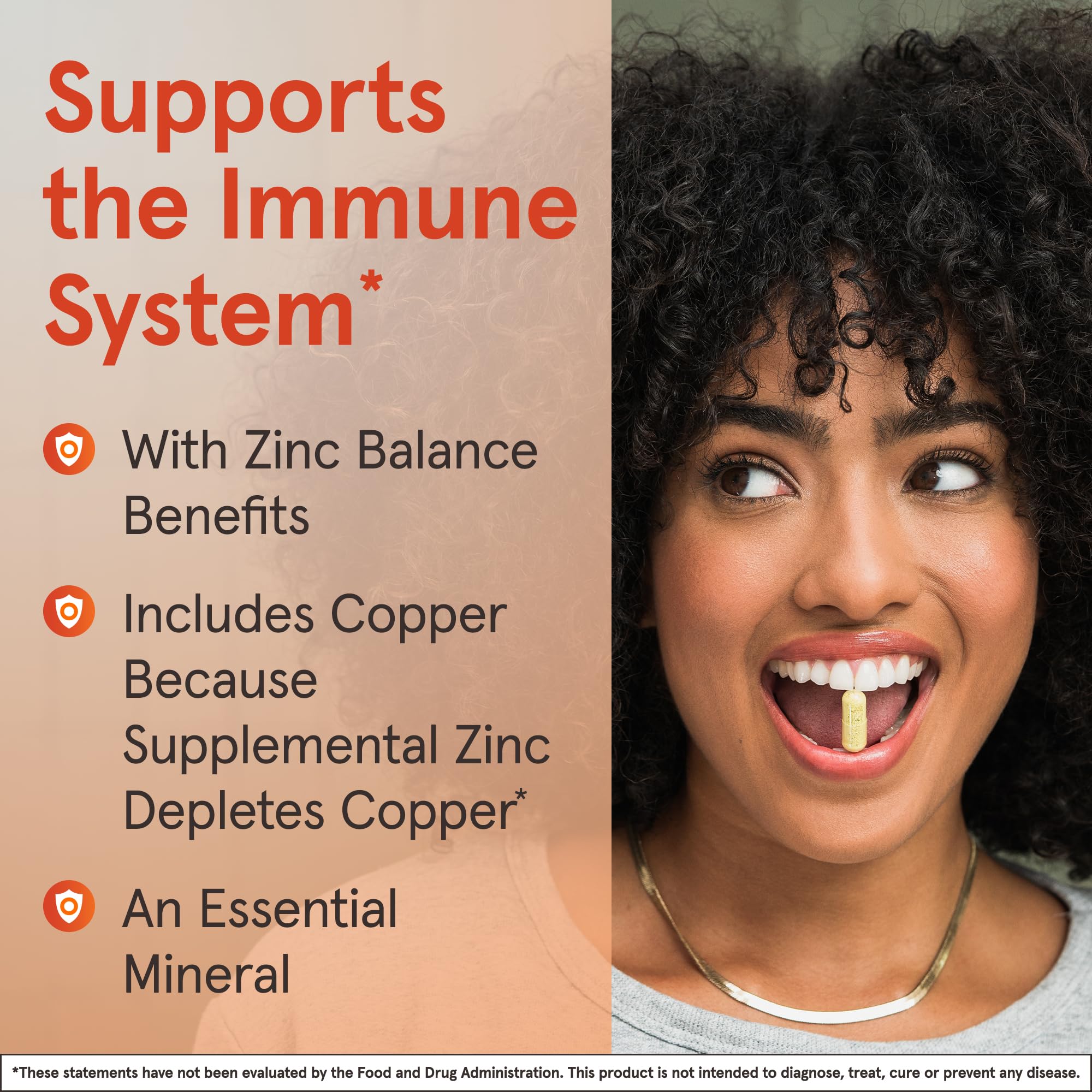 Close up shot of the Jarrow Formulas OptiZinc bottle highlighting immune and antioxidant protection benefits.