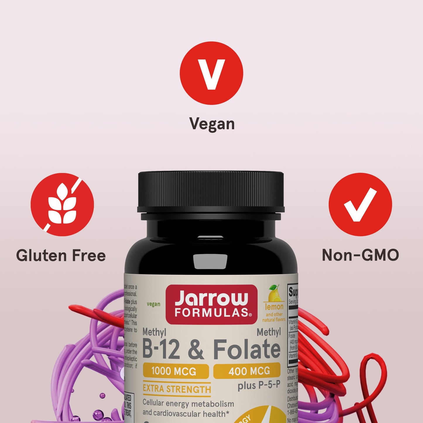 Authentic USA imported Jarrow Formulas energy and brain support supplement on a clean background