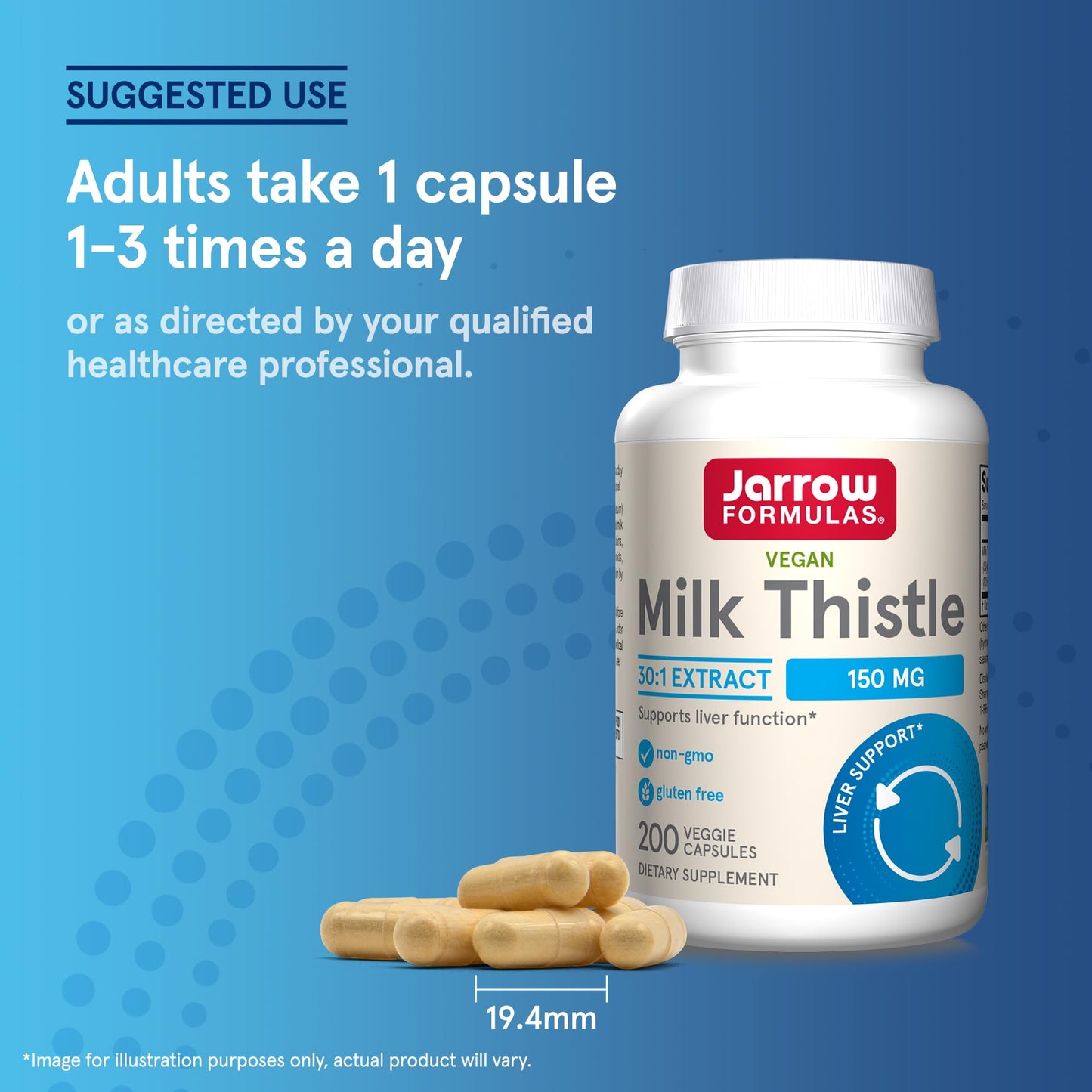 Close up of Jarrow Formulas Milk Thistle 30 to 1 extract concentration details on packaging