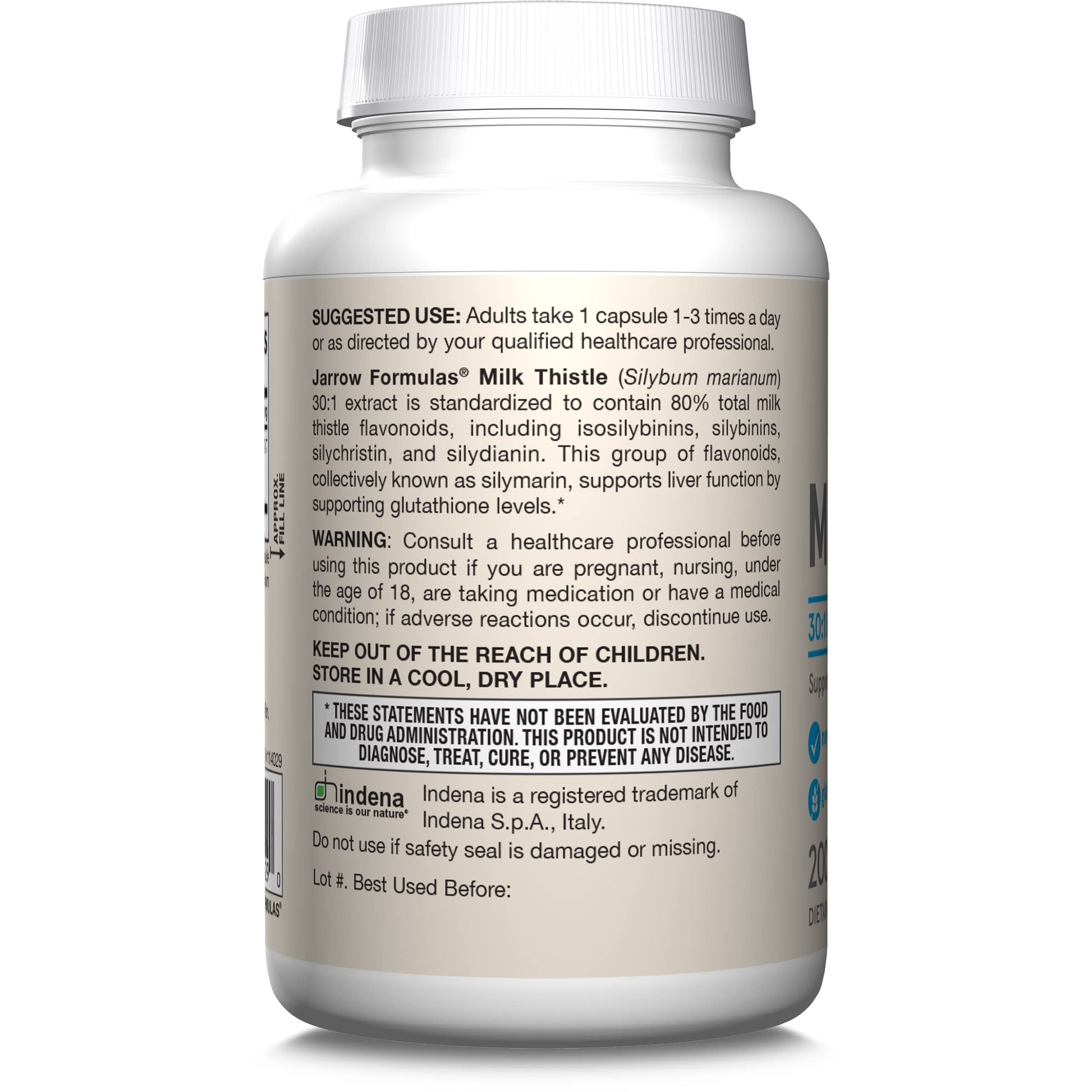 Full packaging view of Jarrow Formulas Milk Thistle 200 vegan capsules for liver wellness