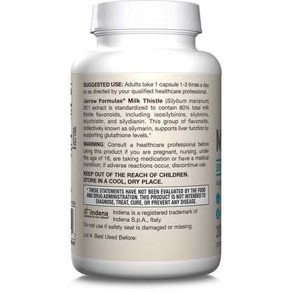 Full packaging view of Jarrow Formulas Milk Thistle 200 vegan capsules for liver wellness