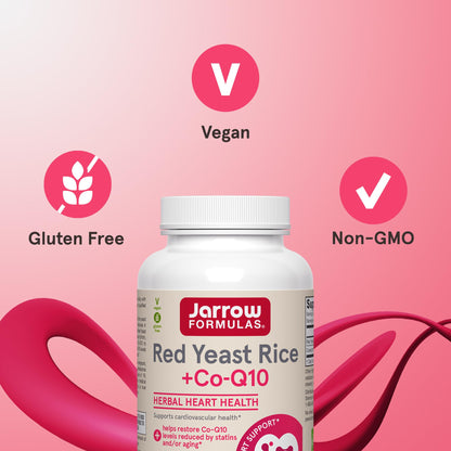 Vegan gluten free certification markings on the Jarrow Formulas Red Yeast Rice container