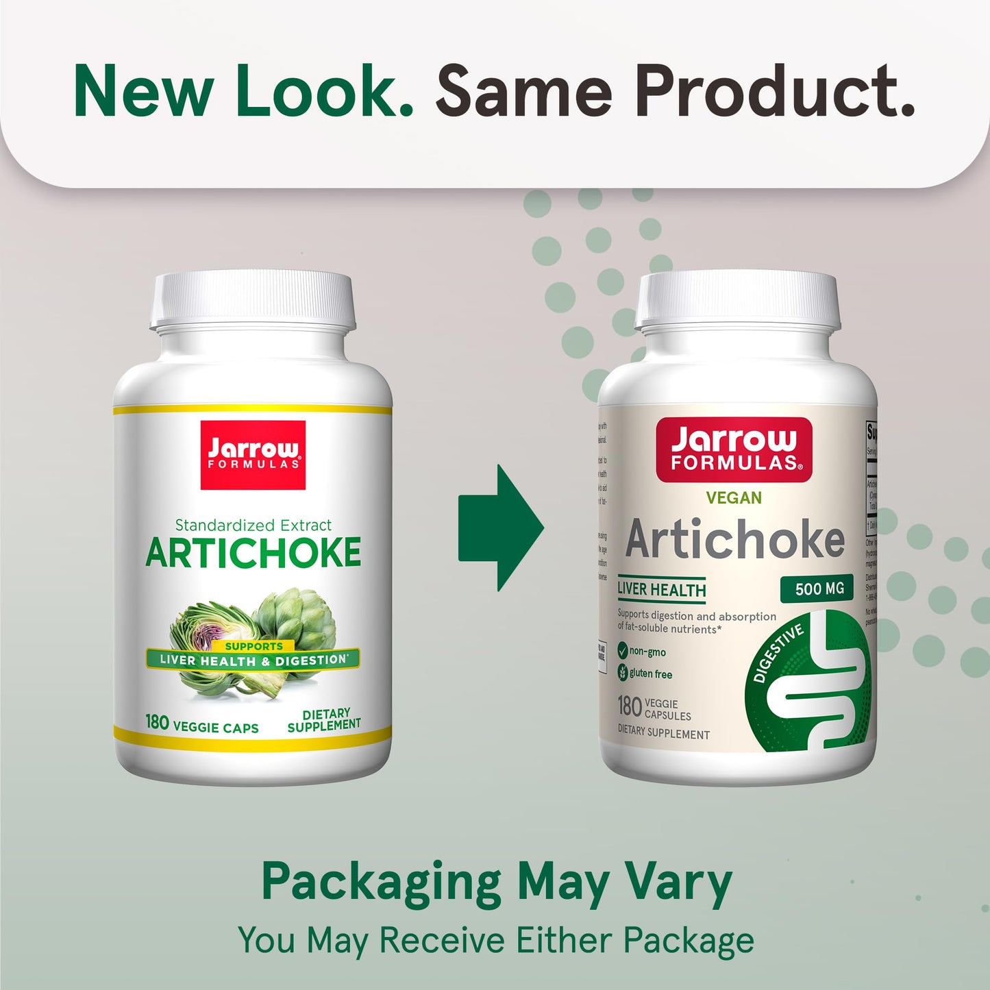 Jarrow Formulas Artichoke 500 Milligrams supplement facts panel displaying standardized extract ingredients