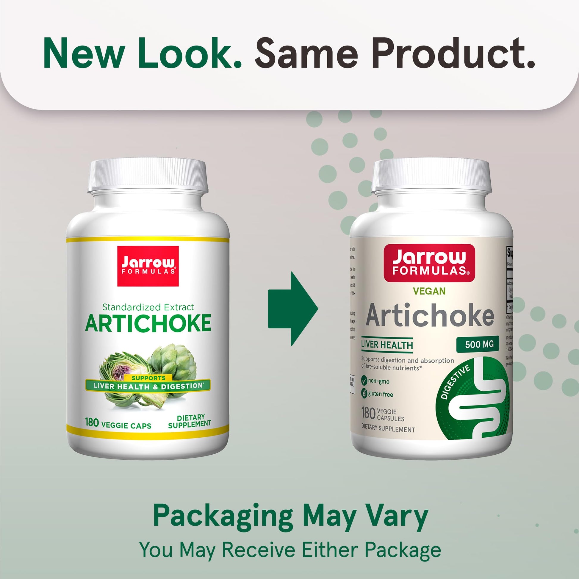 Jarrow Formulas Artichoke 500 Milligrams supplement facts panel displaying standardized extract ingredients