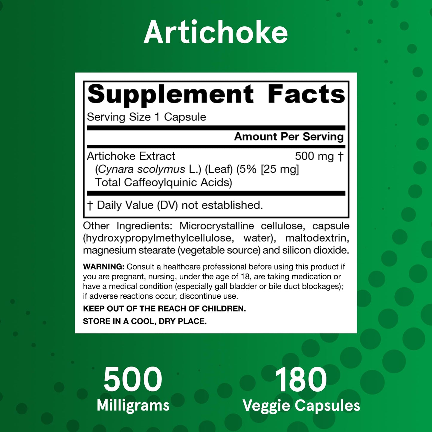 Authentic Jarrow Formulas Artichoke 500 Milligrams imported supplement bottle on a clean backdrop