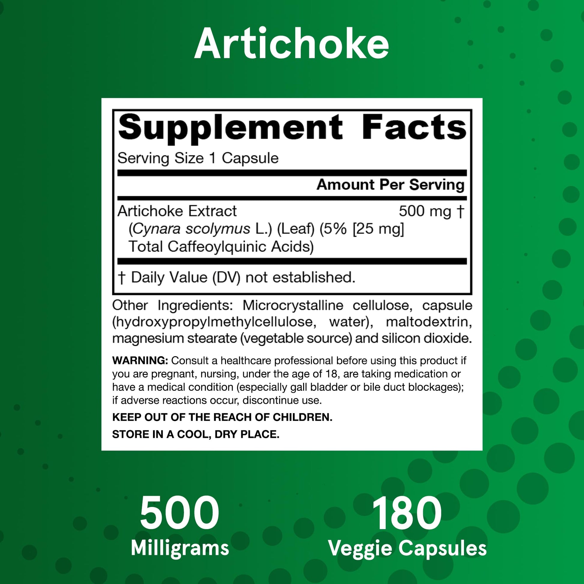 Authentic Jarrow Formulas Artichoke 500 Milligrams imported supplement bottle on a clean backdrop