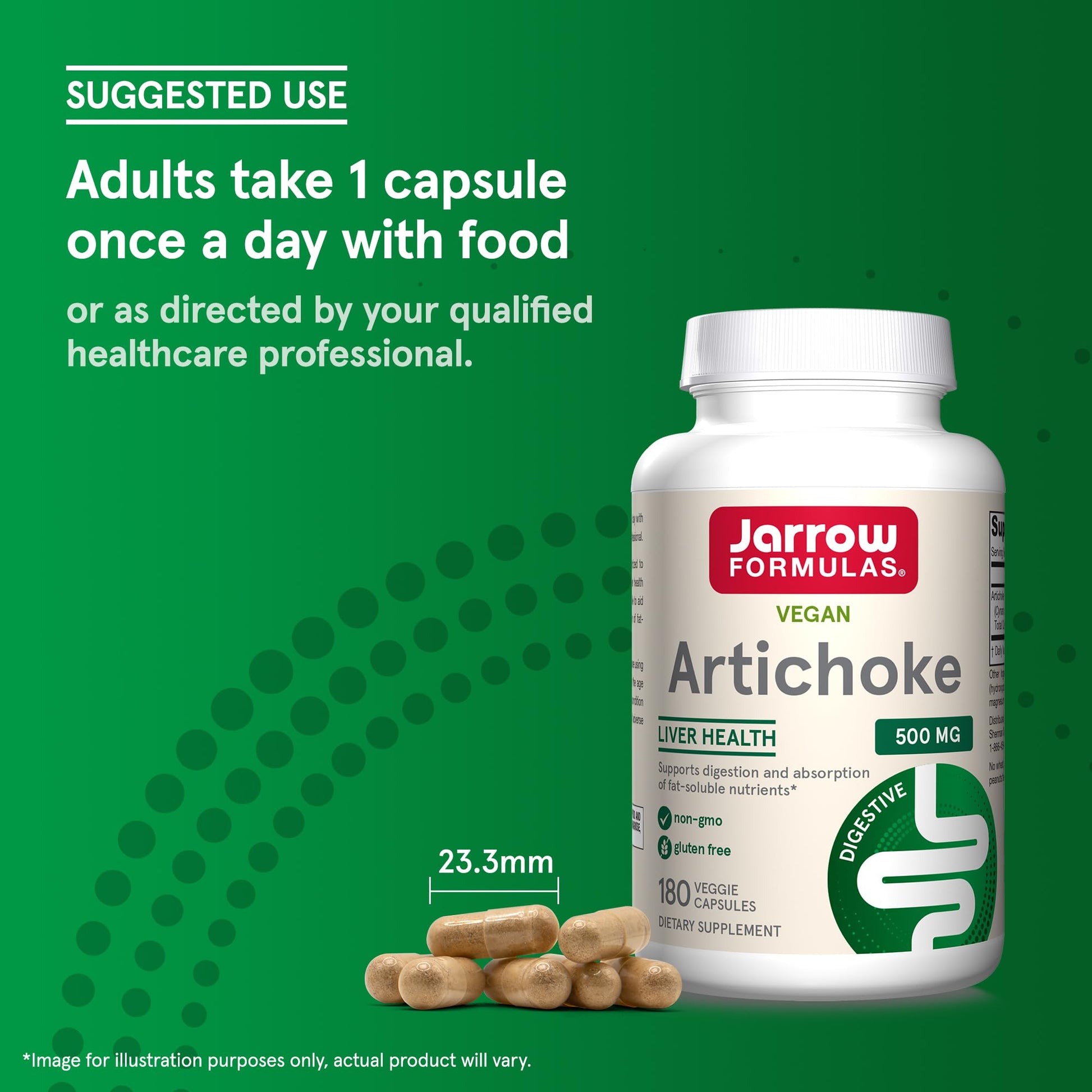 Jarrow Formulas Artichoke liver health supplement showing the premium quality capsule breakdown