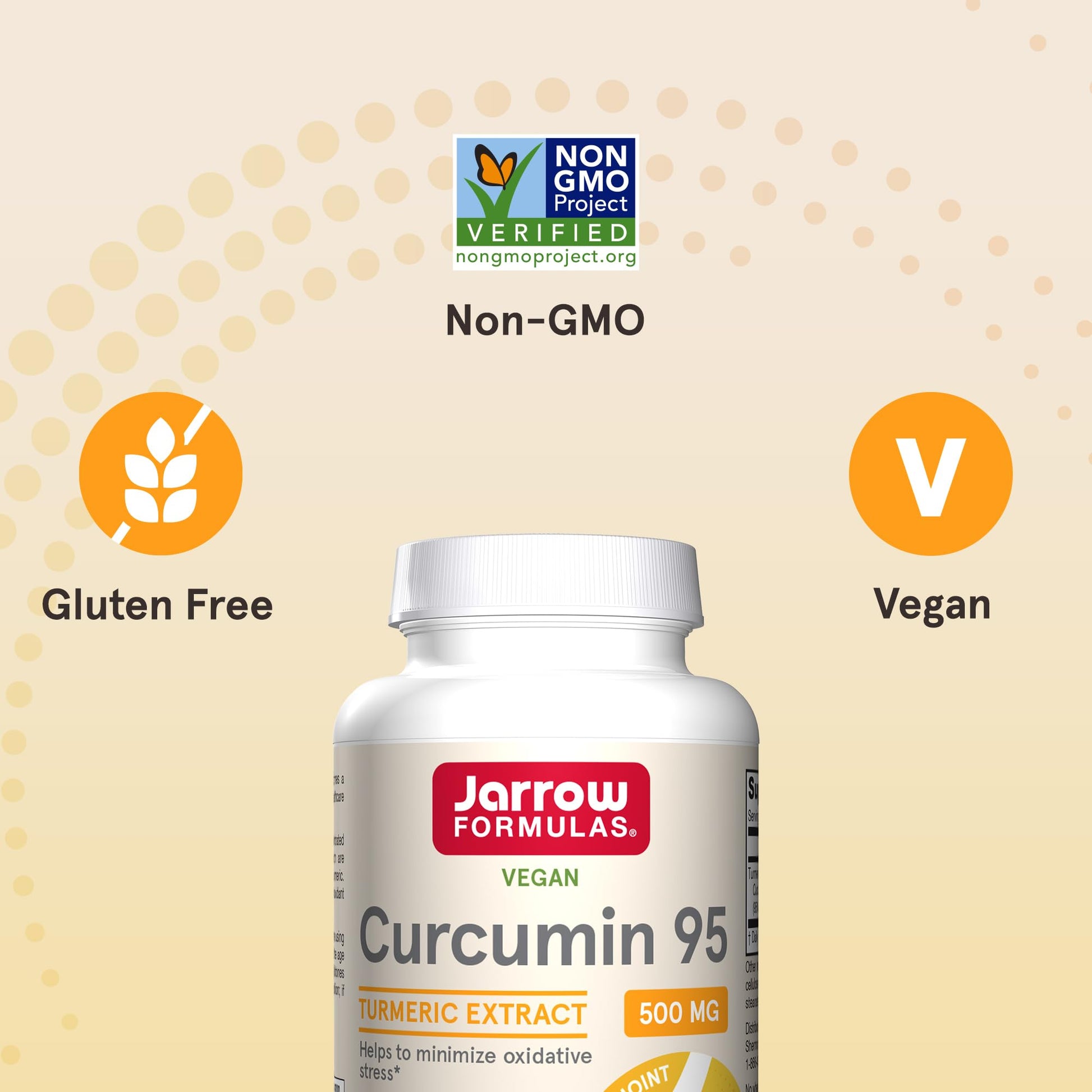 Close up of Jarrow Formulas Curcumin 95 cap and packaging