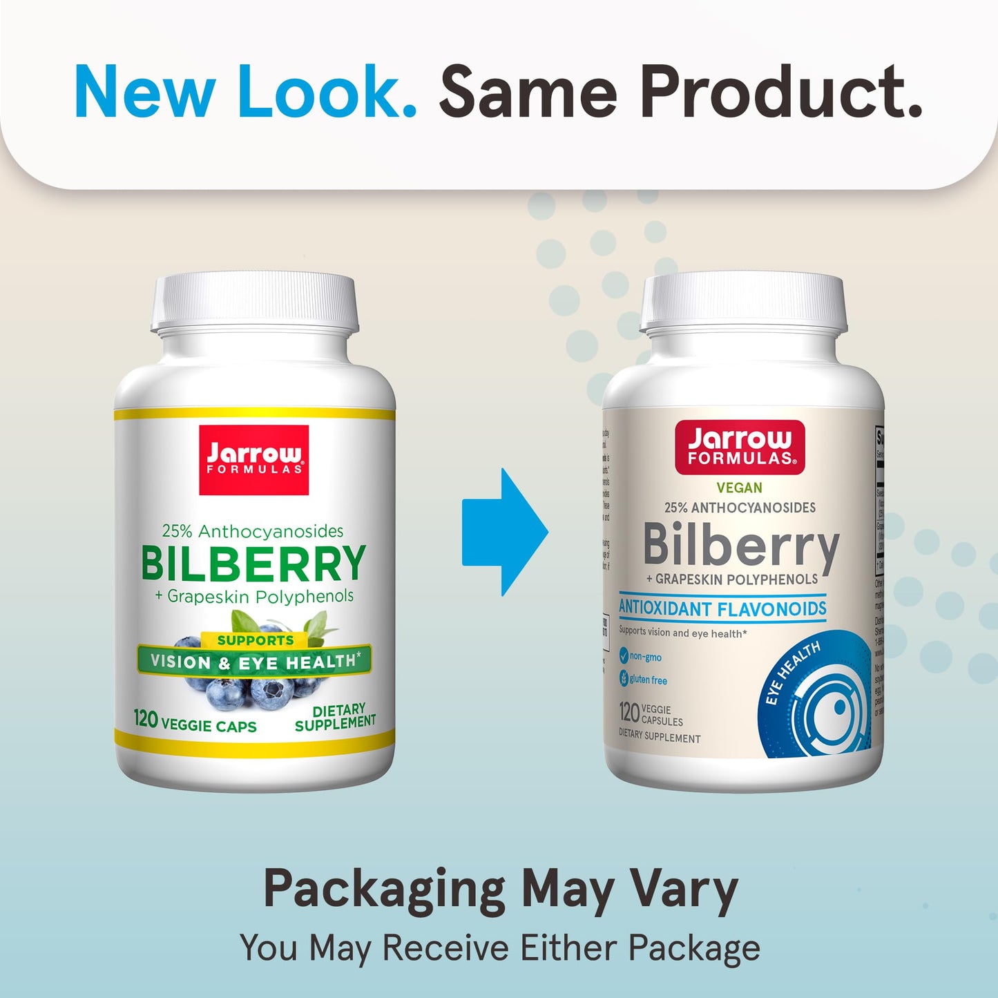 Jarrow Formulas Bilberry and Grapeskin dietary supplement supplement facts label showing standardized anthocyanosides.