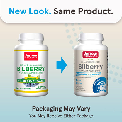 Jarrow Formulas Bilberry and Grapeskin dietary supplement supplement facts label showing standardized anthocyanosides.