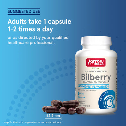 Jarrow Formulas Bilberry and Grapeskin Polyphenols 120 count bottle displayed on a clean background.