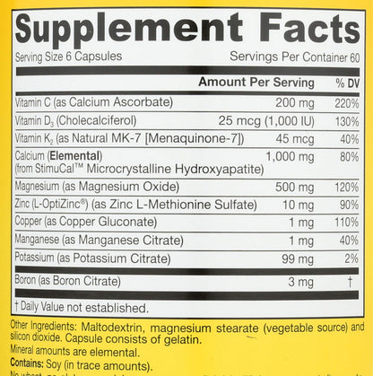 Jarrow Formulas Bone Up supplement label details