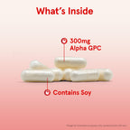 Authentic USA imported Alpha GPC 60 veggie capsules package for memory and focus enhancement.