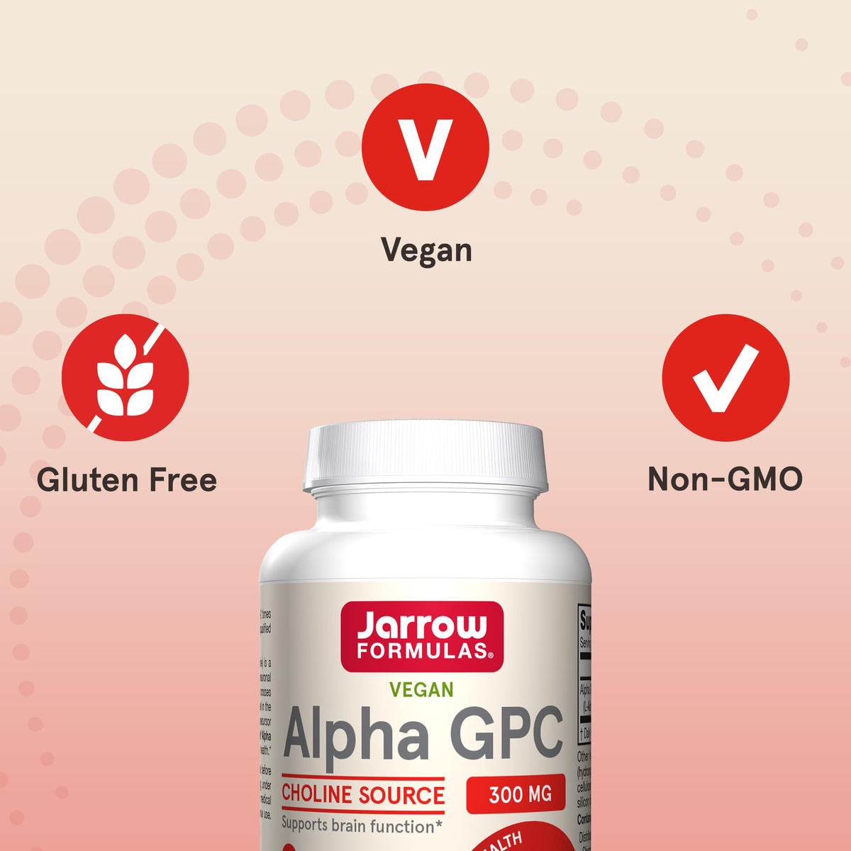 Top view of the Alpha GPC bottle showing the secure seal and vegetarian capsule details.