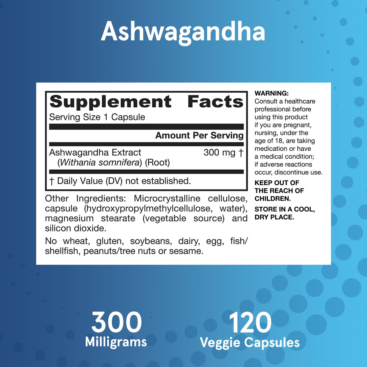 Jarrow Formulas Ashwagandha 300 milligrams vegan capsule view