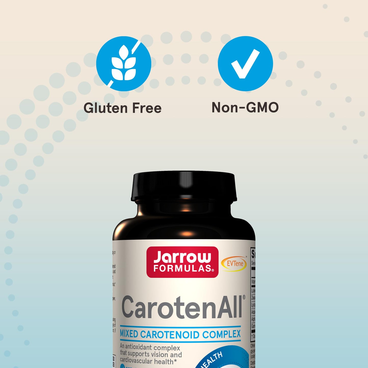Premium USA imported Jarrow CarotenAll bottle on white background