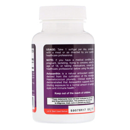 Jarrow Formulas Astaxanthin 12 mg supplement facts label showing non GMO ingredients