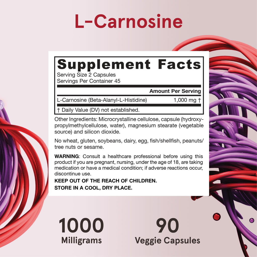 Jarrow Formulas L-Carnosine capsule supplement macro view in professional setting