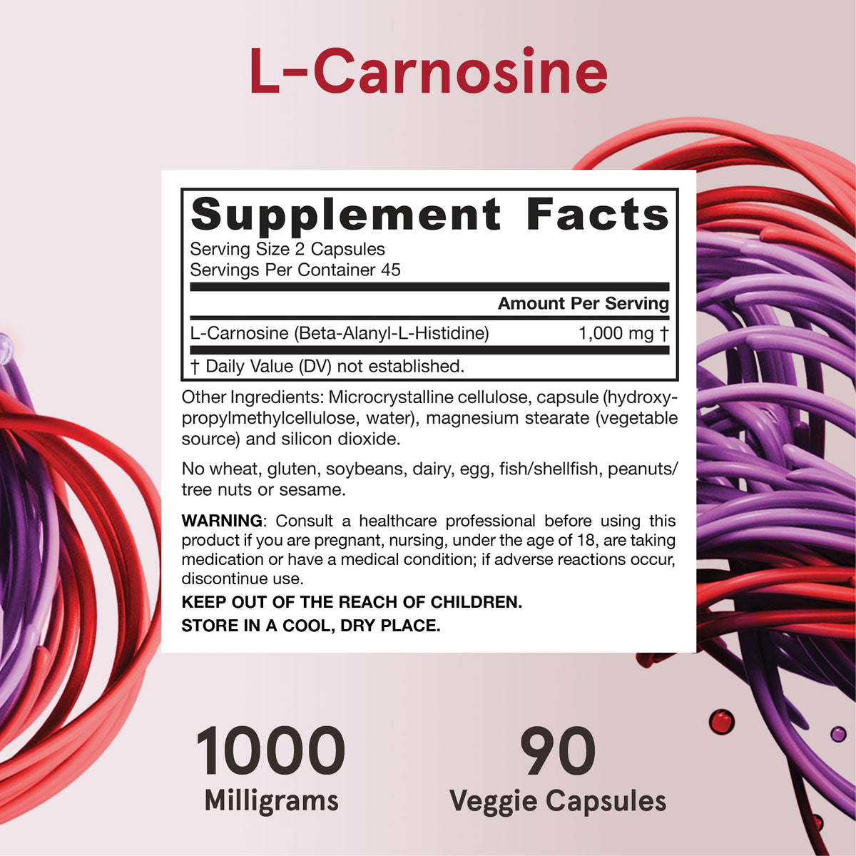 Jarrow Formulas L-Carnosine capsule supplement macro view in professional setting