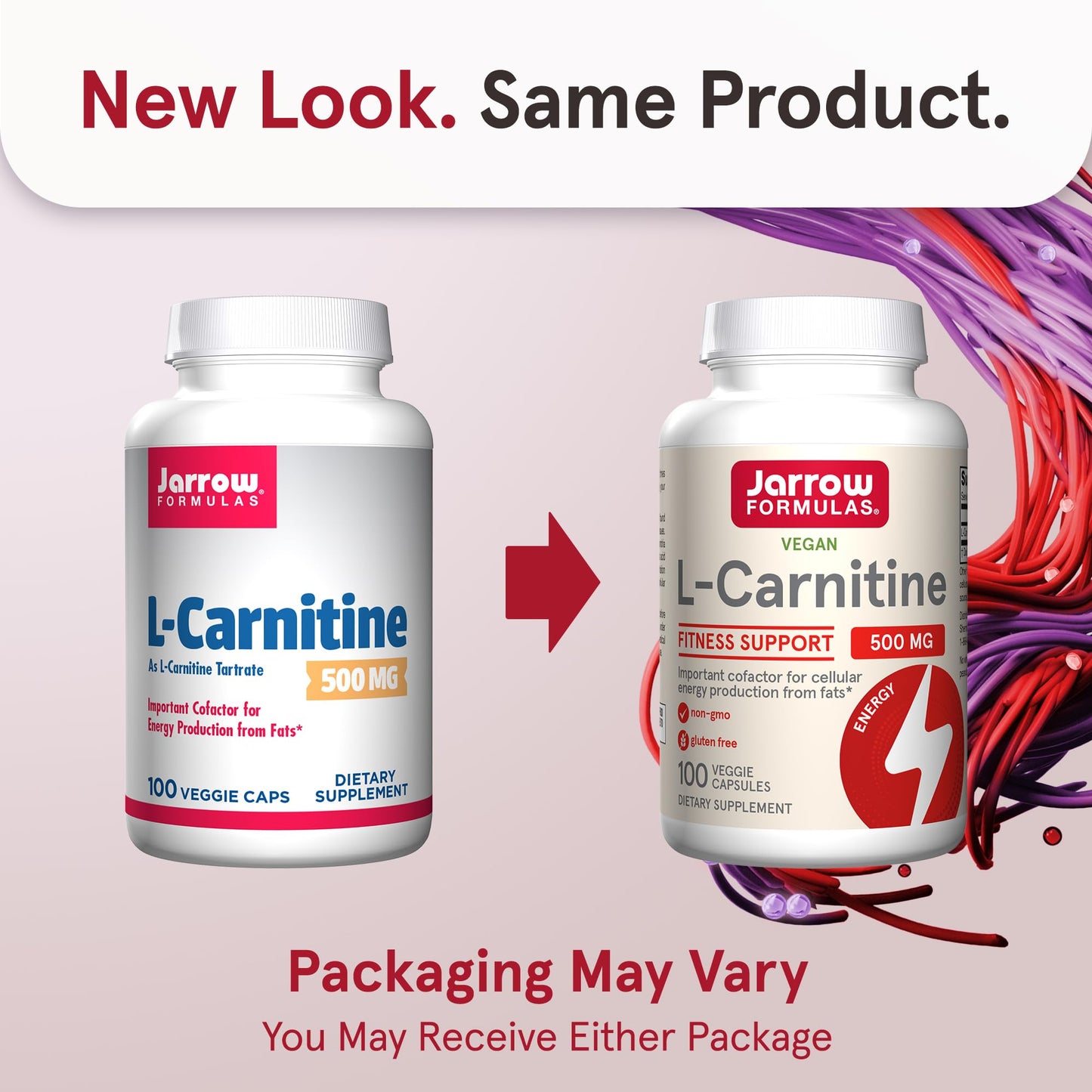 Jarrow Formulas L Carnitine 500mg supplement facts panel and ingredient listing