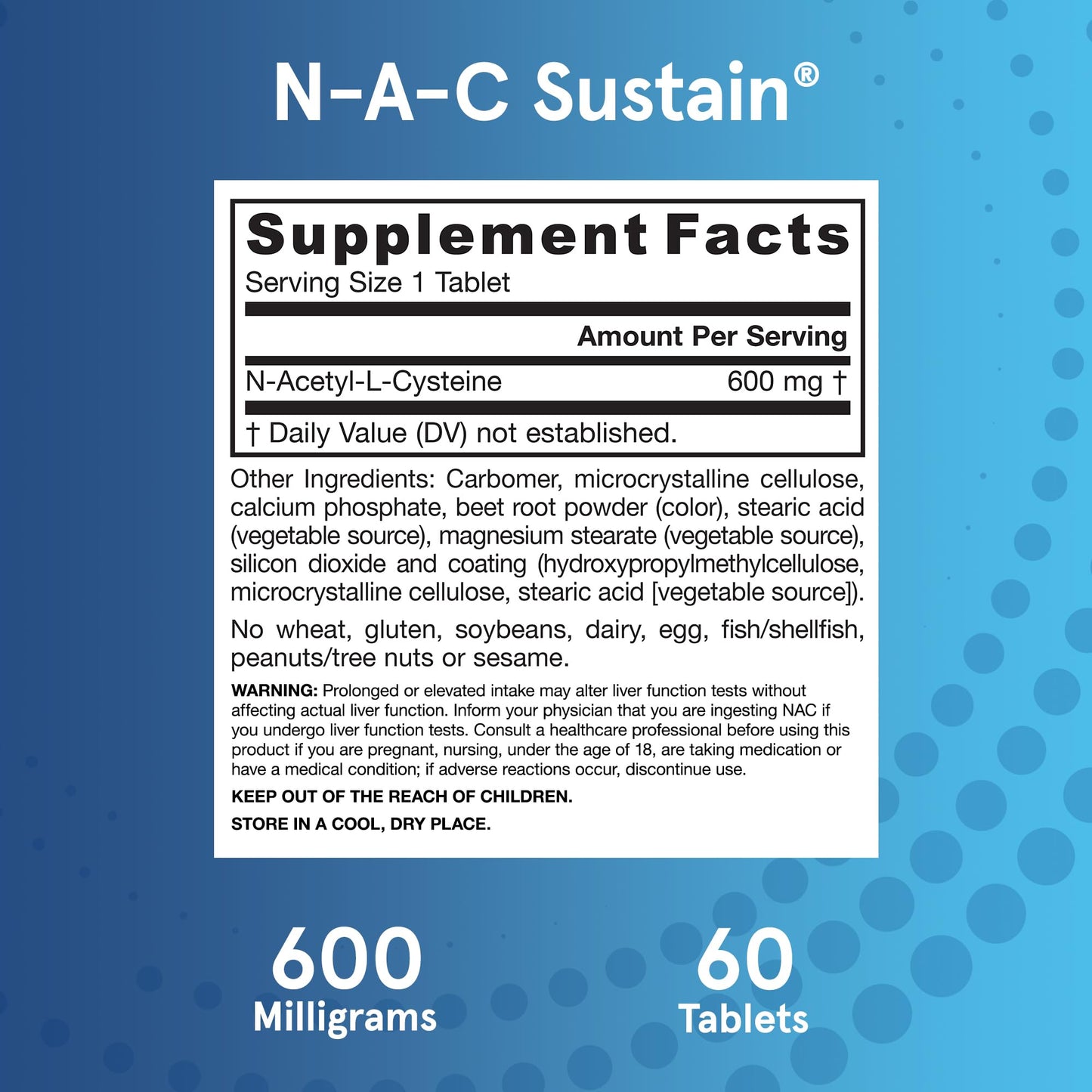 Jarrow Formulas NAC Sustain 60 tablet packaging