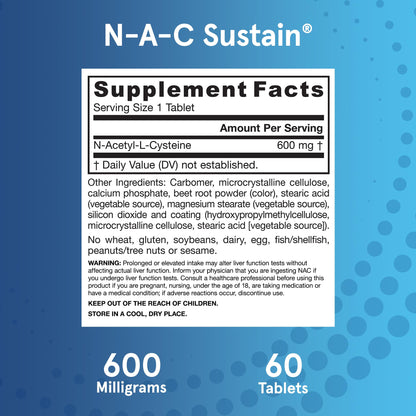 Jarrow Formulas NAC Sustain 60 tablet packaging