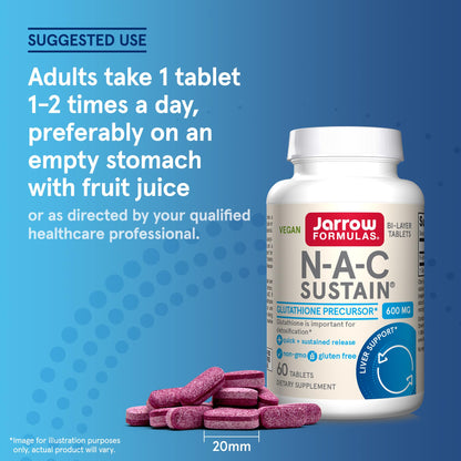 Jarrow Formulas NAC Sustain ingredients label