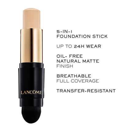 Lancome full coverage foundation stick showing the integrated kabuki brush side for blending.