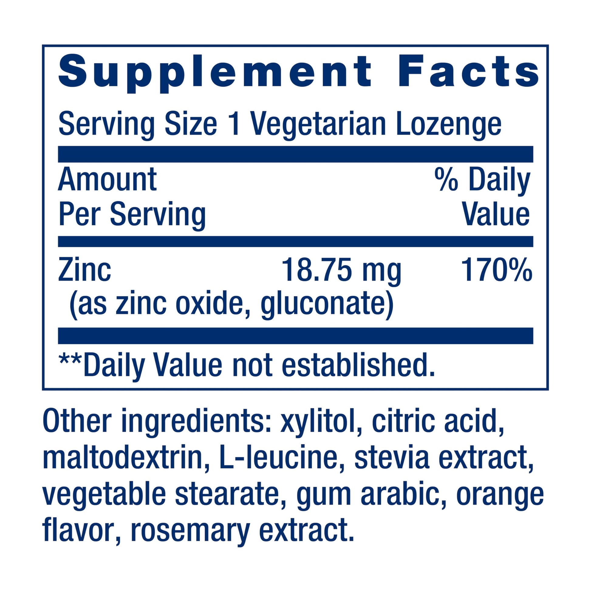 Vegetarian zinc lozenges 60 count bottle for seasonal immune support defense