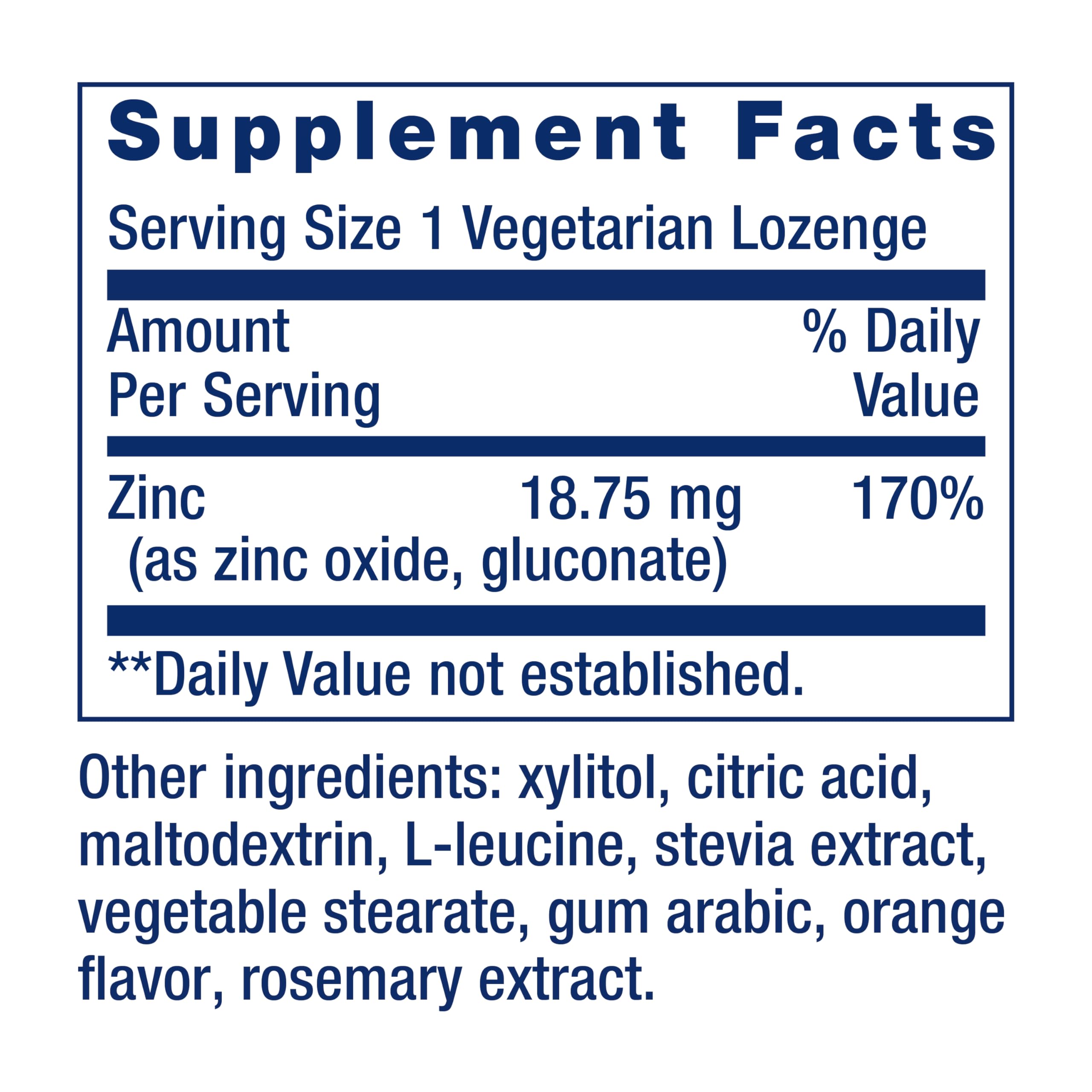 Vegetarian zinc lozenges 60 count bottle for seasonal immune support defense