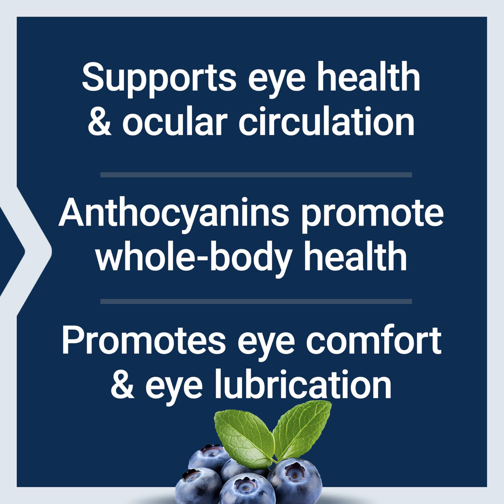 Authentic USA imported Life Extension eye health supplement packaging showing ingredient details and anthocyanin profile
