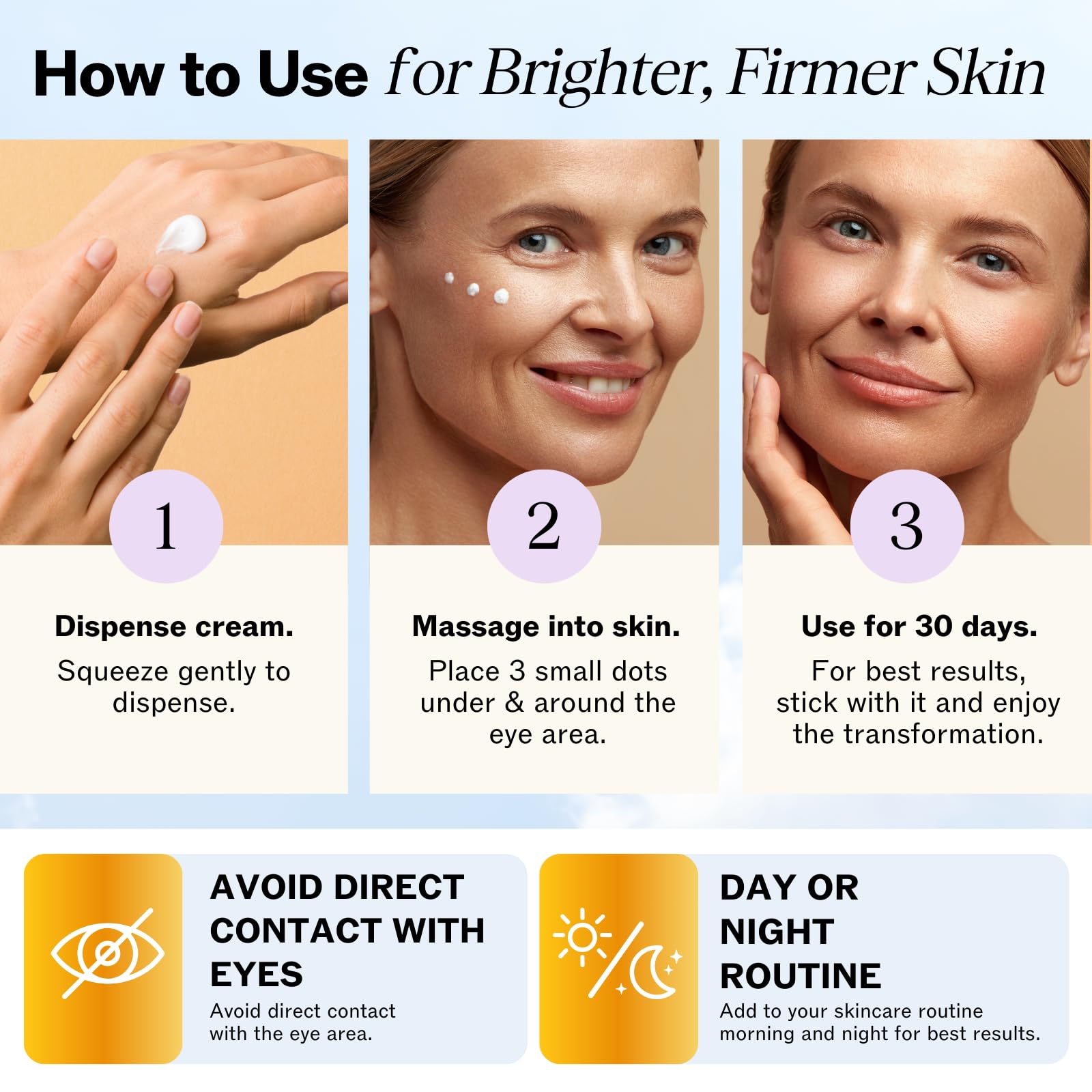 LilyAna Naturals under eye brightening cream bottle with cap off displaying applicator
