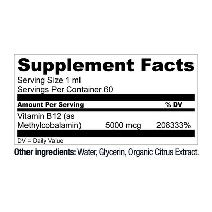 Full product overview of authentic USA imported Live Conscious Vegan B12 liquid drops on an ecommerce background