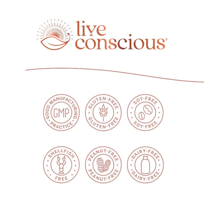 Side angle of Live Conscious LiverWell packaging detailing metabolic support benefits