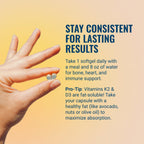 Live Conscious K2 MK7 dietary supplement bottle with wellness graphics