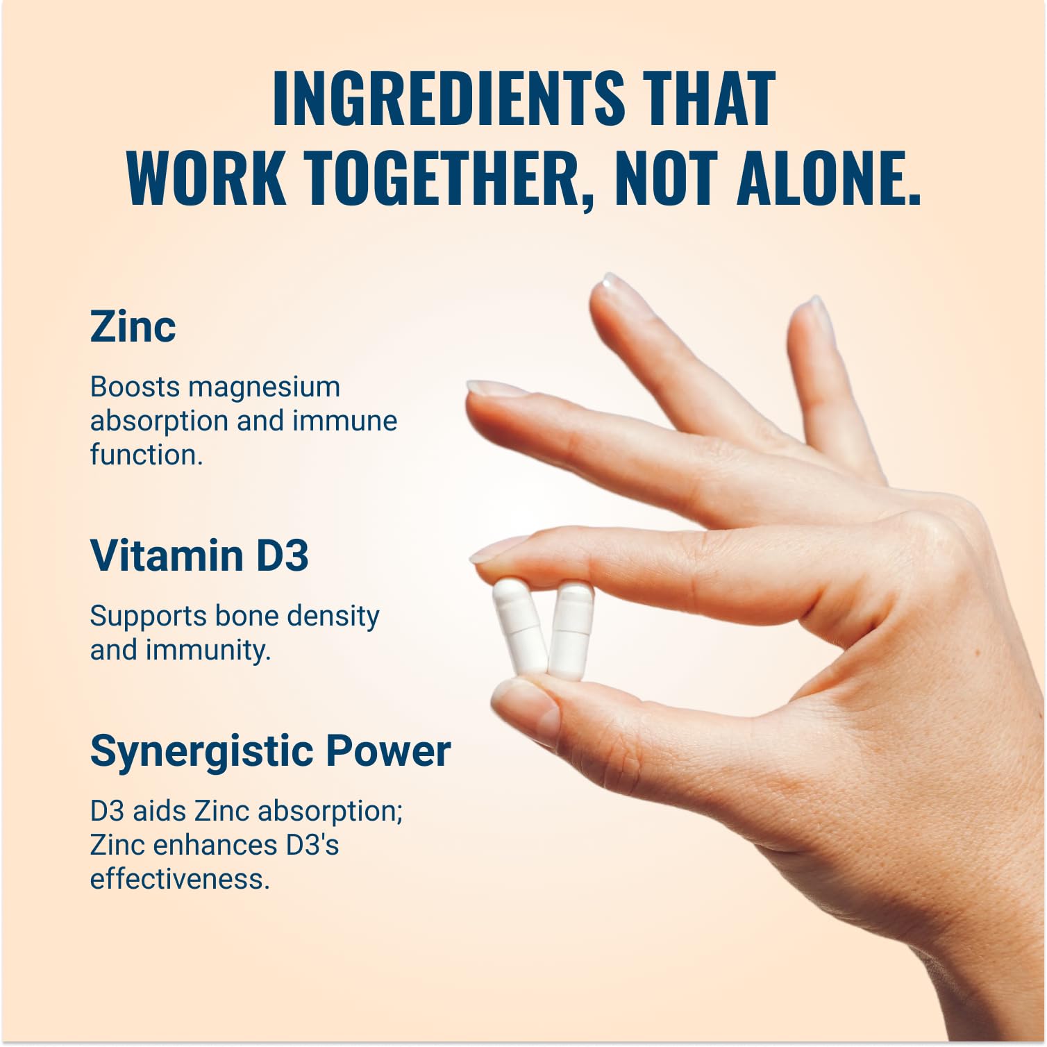 Live Conscious Magwell nutritional facts label showing exact dosage of magnesium zinc and vitamin D3 per serving