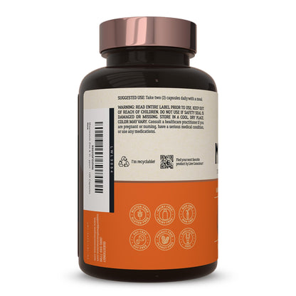 Live Conscious Magwell premium quality seal and authentic imported product tracking labels clearly visible on the bottom of the bottle