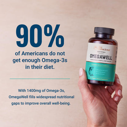 Authentic Live Conscious fish oil capsule container showing clean certification badges and allergy free details