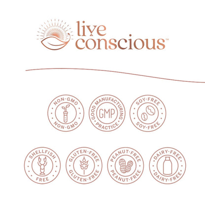 Close up of Live Conscious Omega 3 softgels demonstrating the easy to swallow capsule design