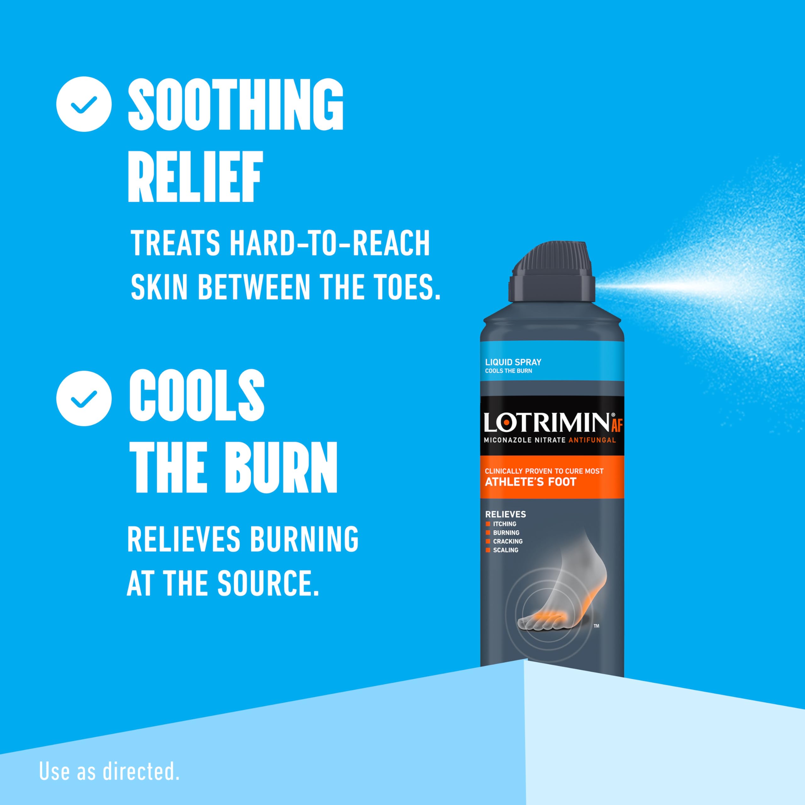 Back label of Lotrimin AF liquid spray showing drug facts and ingredients