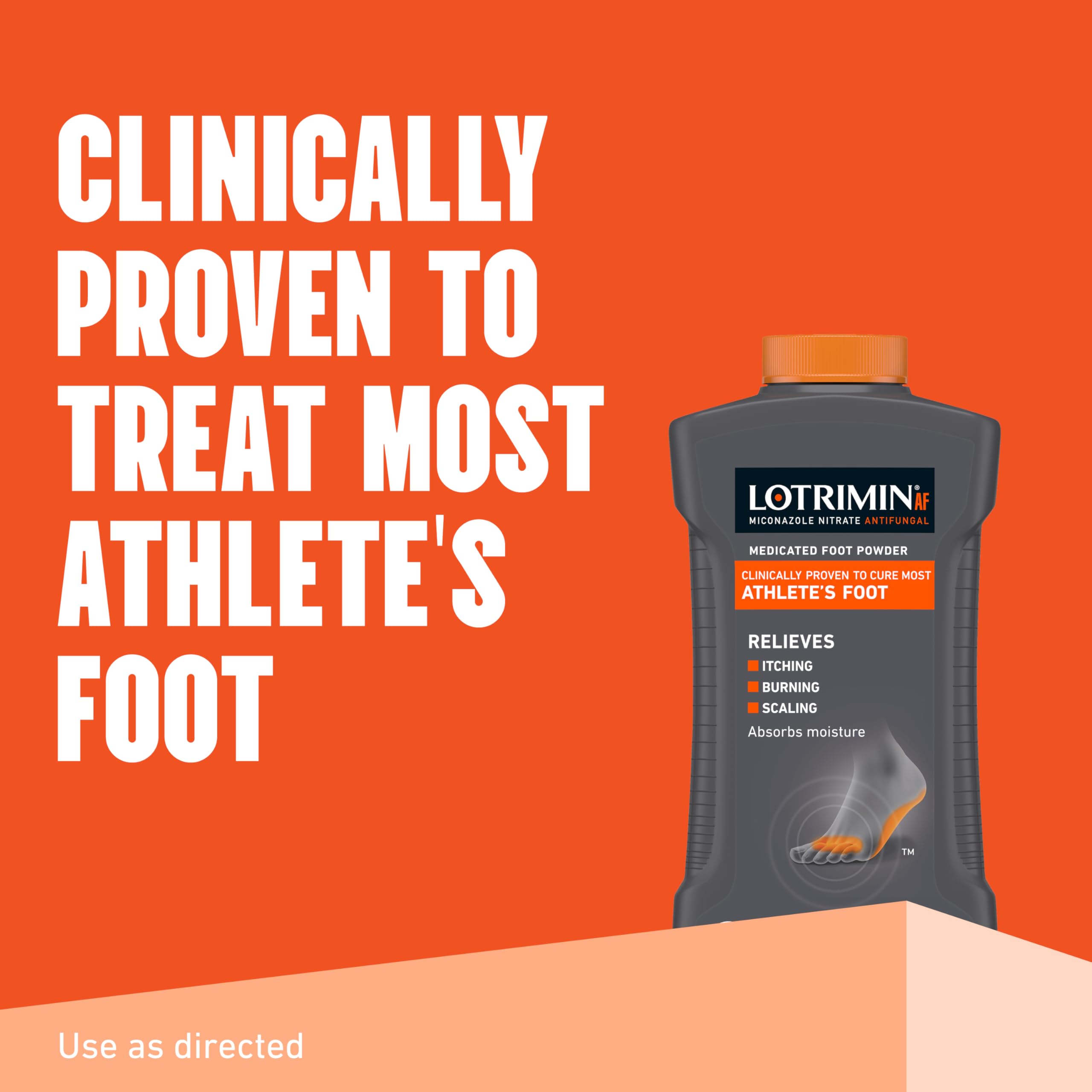Lotrimin AF Miconazole Nitrate 2 percent medicated foot powder for athlete's foot relief