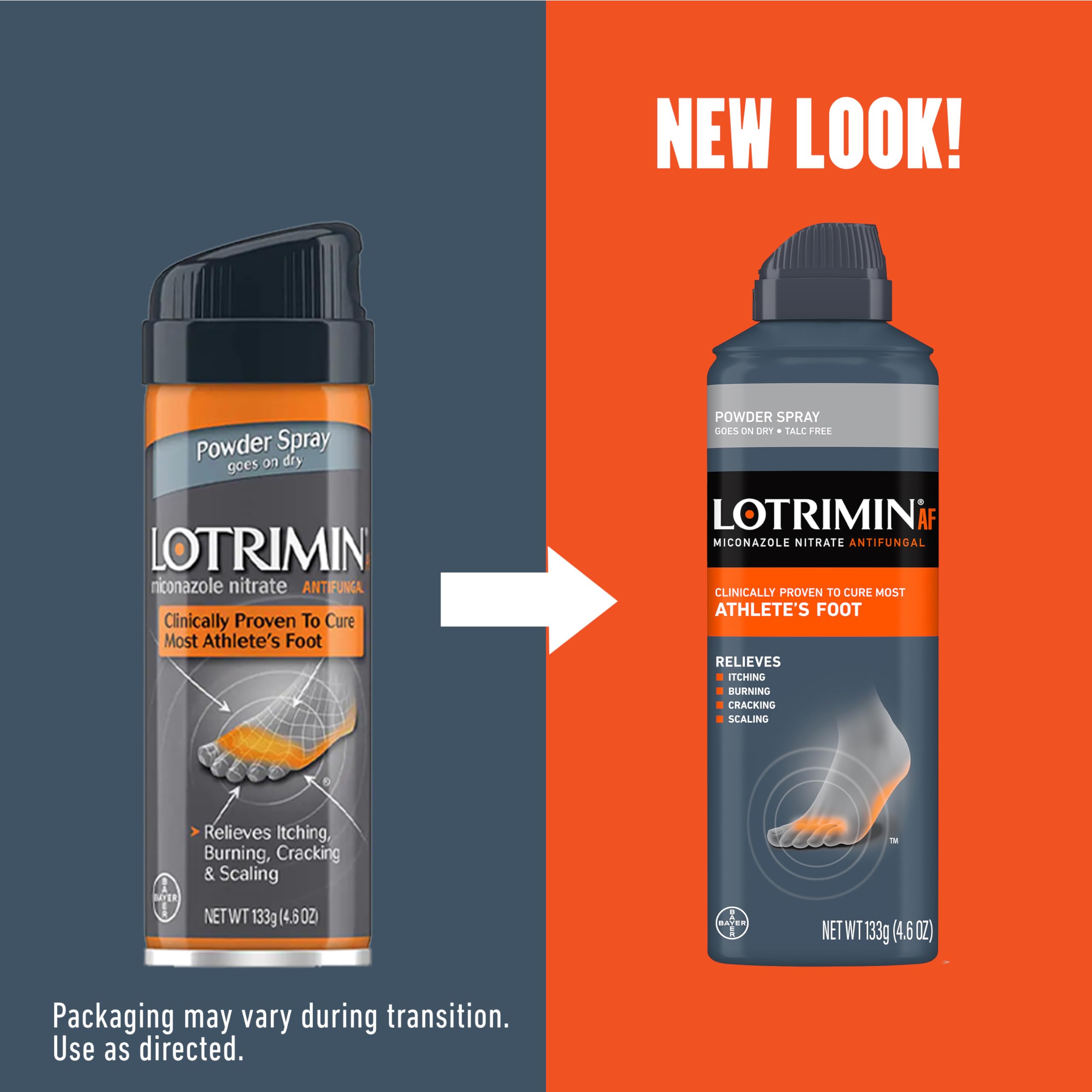Lotrimin 4.6 ounce cans displaying the 2 percent miconazole nitrate active ingredient.