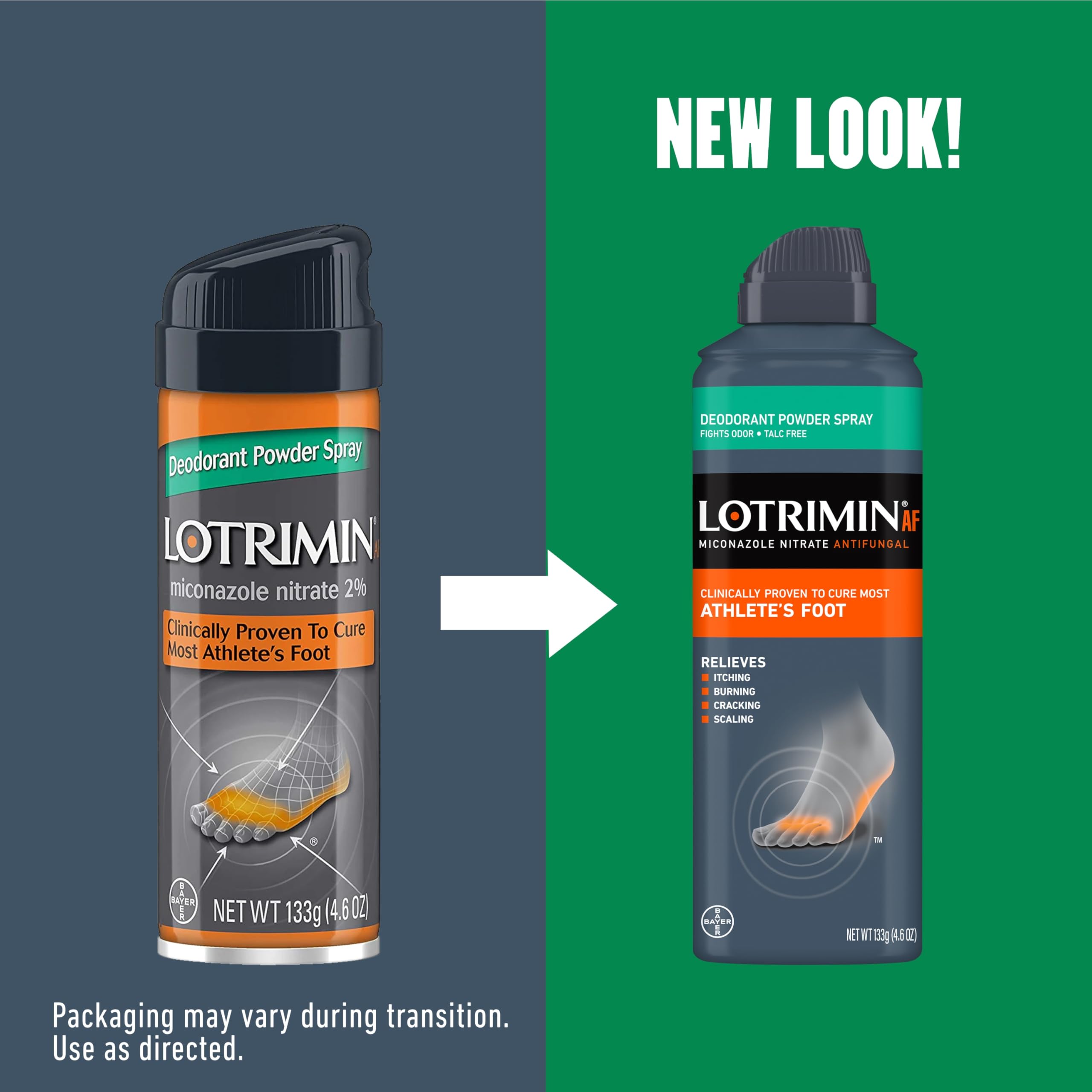 Lotrimin miconazole nitrate 2 percent powder spray cans for athlete's foot relief