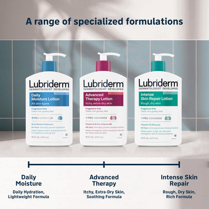 Side view of Lubriderm Advanced Therapy hydrating body lotion