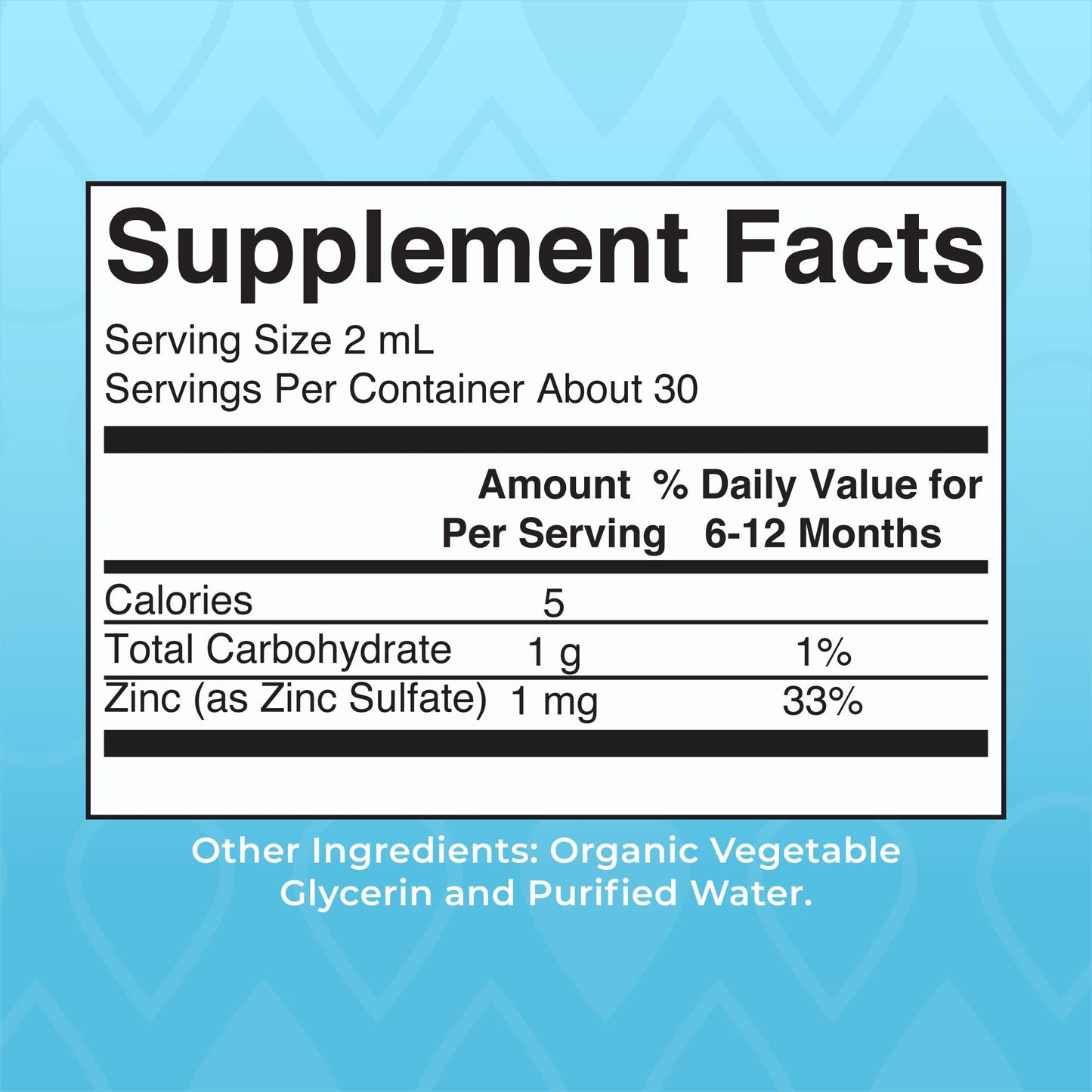 MaryRuth Organics baby zinc supplement two fluid ounces packaging displaying ingredients and serving instructions