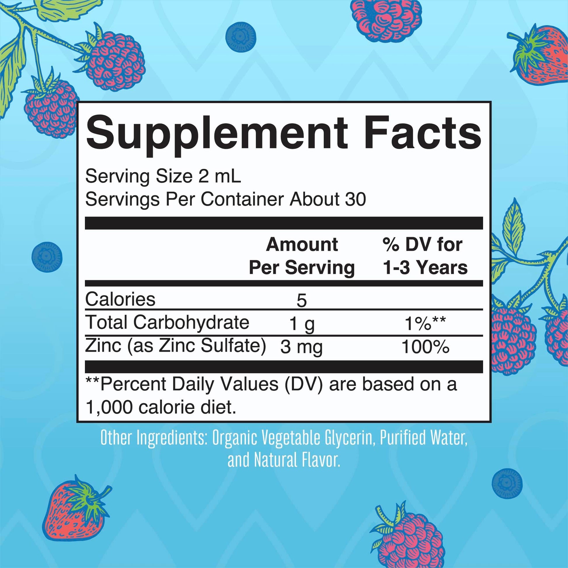 MaryRuth Organics organic ionic zinc drops berry flavor packaging label close up