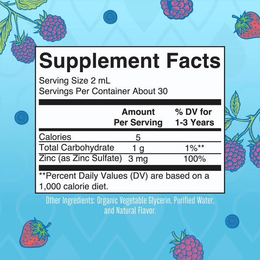 MaryRuth Organics organic ionic zinc drops berry flavor packaging label close up